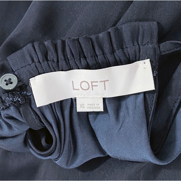 LOFT Colorblock Halter Swing Dress Size XS Navy Gold Peachy-Pink Light & Flowy - Picture 6 of 7